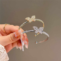 Bracelet élégant en plaqué or véritable avec zircon scintillant en forme de papillon, accessoire polyvalent, bijoux anti-ternissement, vente en gros