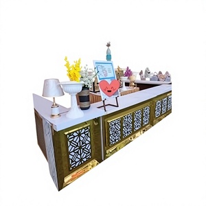 Comptoir de buffet modulaire MosaicLattice |   King International – Nouveauté : Ornement de luxe en acier inoxydable doré, style classique moderne, pour événements et mariages - Product Image 1