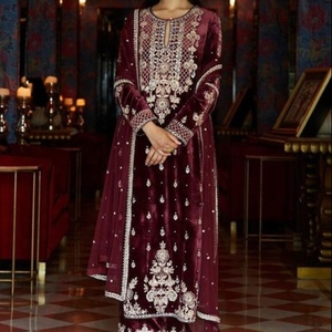 ---Trendy-Stylish---Beautiful-Long-Kurta-and-Plazo-dress with beautiful applique work for Party/ Wedding =2020 - Product Image 1