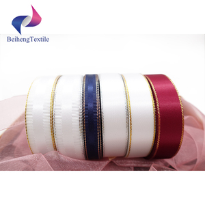 Pita Sutra Glitter Emas Biru Keluaran Baru Tepi Grosgrain untuk Pohon Natal - Product Image 6