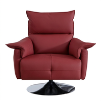 Fauteuil de salon pivotant moderne à dossier haut en cuir écologique, inclinable, ergonomique, avec base en métal pour salon