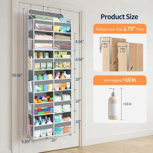 Organisateur de porte en acier inoxydable à 6 niveaux et 12 compartiments, robuste et multifonctionnel, pour installation par crochets sur porte - Product Image 2