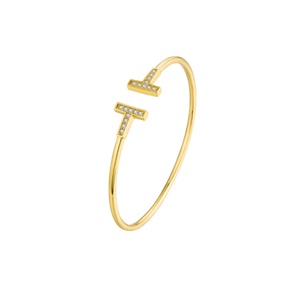 <b>Solid</b> <b>Gold</b> Lab Grown Diamond Open Cuff Bracelet for Women Handmade Fine Jewelry Anniversary Gift - Product Image 1