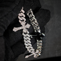 Bracelet chaîne cubaine Hip Hop 8 mm 7,5 pouces en argent sterling 925, entièrement serti de moissanite VVS, passe le test du diamant, bijoux de rappeur