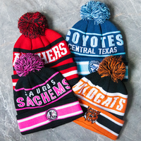 Casquette d'hiver en acrylique avec pompon, logo brodé personnalisé OEM, jacquard, bonnet à pompon décontracté en tricot pour adultes