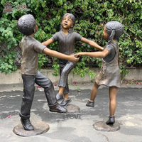 Estatua de Bronce TREVI de Maestro y Niños, Escultura Decorativa para Espacios Escolares