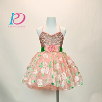 Kostum Tari Pertunjukan Anak Perempuan Warna Pink Manis, Gaun Spandex/Nylon