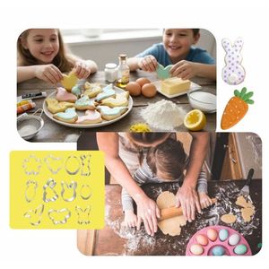 Set di 22 stampini per biscotti pasquali in acciaio inossidabile a forma di coniglietto, uovo, carota, pulcino, farfalla e fiore per la cottura - Product Image 4
