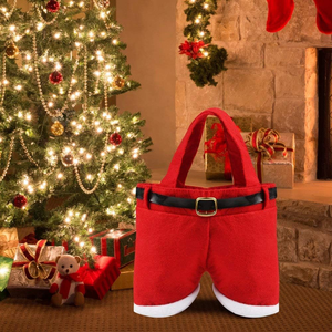 Sacs de Noël tendance en forme de pantalon du Père Noël, petits sacs cadeaux rouges pour enfants, adorables pour les fêtes de fin d'année - Product Image 4