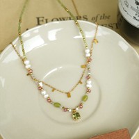 Collier à perles superposées en pierre naturelle de style vintage français pour femmes, accessoires de mode, fournisseur en gros