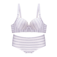 Sexy Junge Mädchen Coole Dünne BH-Slip-Kombination Stylisches Streifenmuster Polyester BH-Unterwäsche-Set