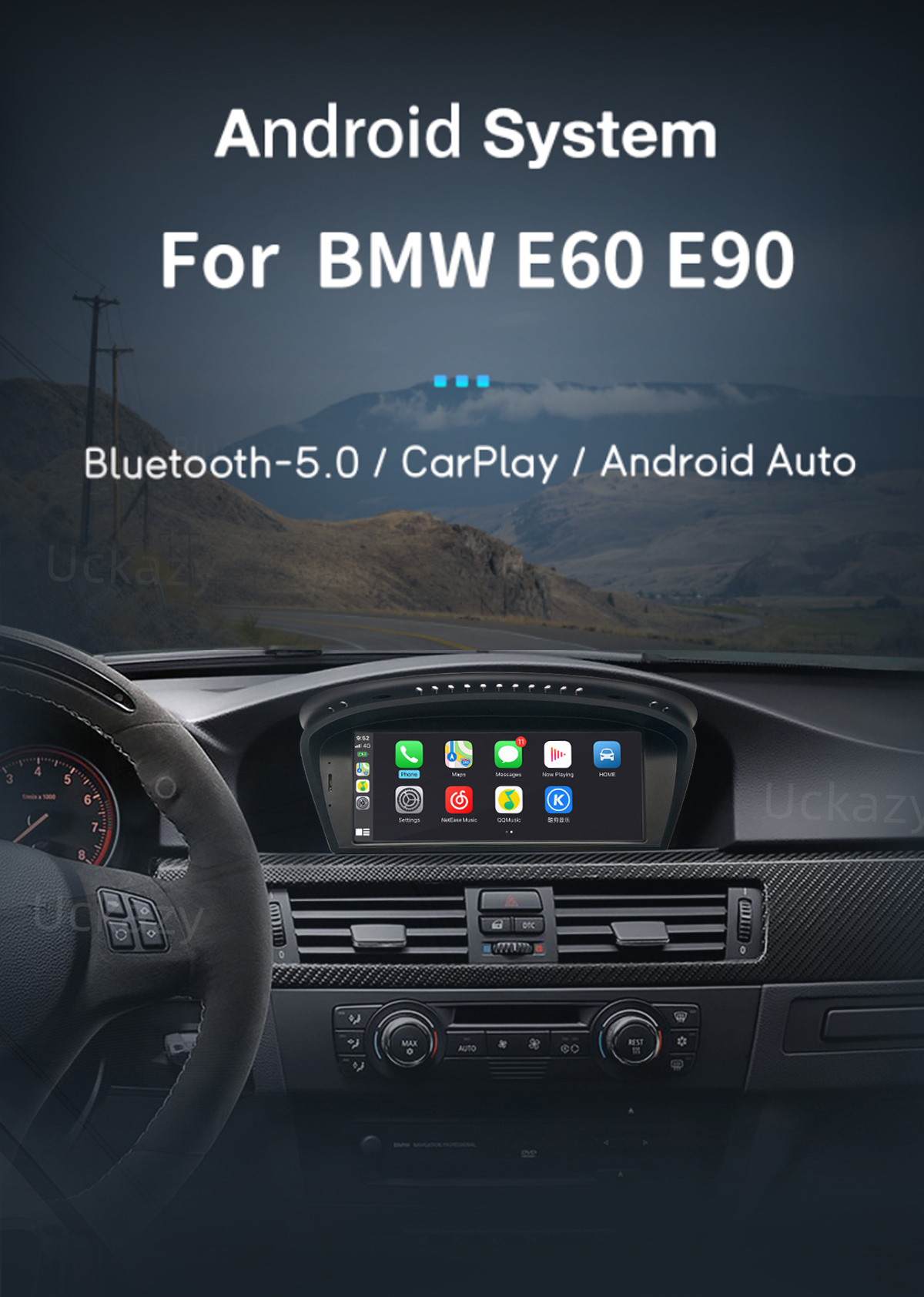 Autoradio Android 13 Pour BMW Série 3/5/6 (E90 E60 E63) - 8.8" écran Large, CarPlay, 4G, GPS