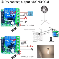 Module récepteur de relais sans fil RF 433 MHz DC 12V 24V 30V à 1 canal avec contact sec et contact humide