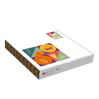 Emballage pour pizza en carton ondulé avec dossier magnétique, revêtement UV, laminage mat et gaufrage, recyclable