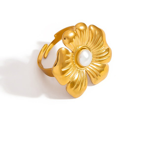 Anillos de Moda Color Dorado Diseño de Concha Joyería para Vacaciones en la Playa para Mujer Anillo Abierto JZ21593 - Product Image 5