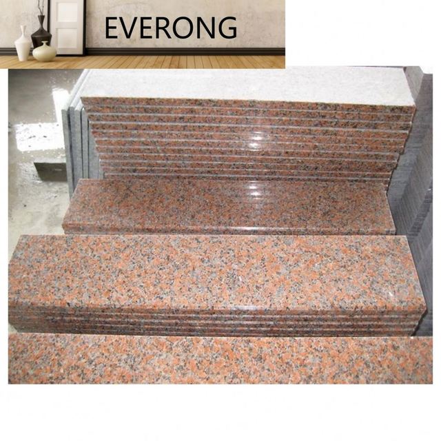 Natural China G562 Maple Leaf Red Granite Slab Tile Customized Stair Steps With Bullnose Round Edge T20mm T30mm