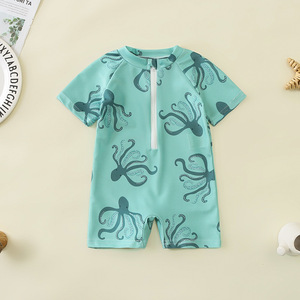 <span class=keywords><strong>Maillot</strong></span> <span class=keywords><strong>de</strong></span> <span class=keywords><strong>bain</strong></span> une pièce pour enfants, design demi-fermeture, manches courtes, en polyester, pour bébés <span class=keywords><strong>de</strong></span> 1 à 3 ans - Product Image 2
