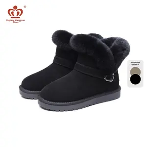 Sepatu bot salju wanita, sepatu bot Ankle bersol tebal musim dingin gaya baru 2025, sepatu katun serbaguna hangat - Product Image 5