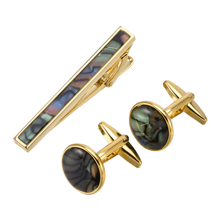 cufflink tie clip mother of pearl