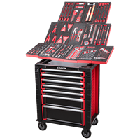 Kinbox - Juego de Herramientas Mejorado de 7 Cajones y 185 Piezas, Gabinete de Acero para Taller Automotriz, Caja de Herramientas Rodante Industrial
