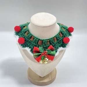 طقم طوق وشال محبوك قابل للتعديل للقطط والكلاب من الصوف - للاستخدام في الشتاء والمناسبات الاحتفالية ولجميع الفصول - Product Image 4