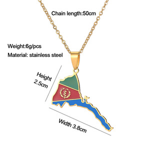 Afrika Eritre Haritası Kolye Ucu Yağ Damlası Tarzı Retro Unisex Tungsten O-<span class=keywords><strong>ring</strong></span> Zincir - Product Image 6