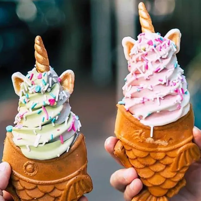 Caminhão rua comercial de alimentos fast food lanches máquina taiyaki cone de gelado que faz a máquina