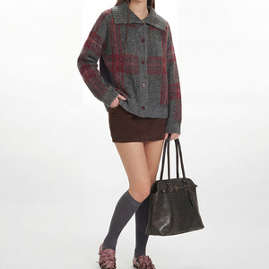 Suéter Cárdigan Personalizable para Hombre y Mujer, Estilo Holgado, a Cuadros, Informal, Retro, Prenda de Punto Versátil para Invierno - Product Image 6