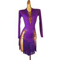 Nouvelle robe de danse latine Performance compétition robe professionnelle gland jupe fendue Rumba Cha Denim robe de danse