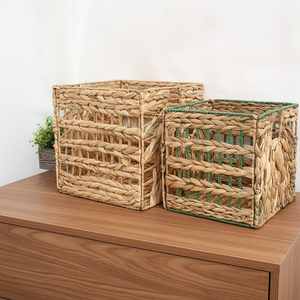 Çevre Dostu El Yapımı Doğal Su Sümbülü İstiflenebilir Asılı Banyo Hasır Sepetleri Modern Ev Düzenlemesi İçin - Product Image 2