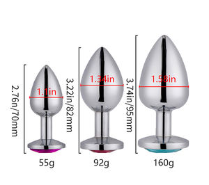 مجموعة من 3 قطع مقاسات S M L من سدادات الشرج المعدنية المصنوعة من الفولاذ المقاوم للصدأ، ألعاب جنسية للبالغين، سدادة شرجية مزينة بكريستال على شكل قلب للرجال والنساء - Product Image 2