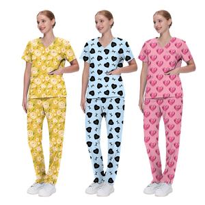 Haute qualité unisexe imprimé col en v personnalisable multicolore gommages médicaux femmes hôpital hauts d'allaitement et amusant imprime uniformes - Product Image 2