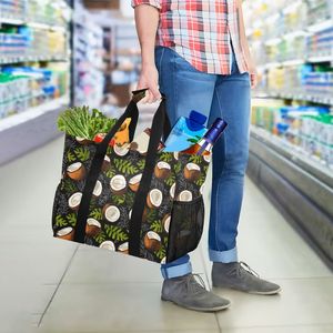 Bolsa de Compras Grande con Asa, Estampado de Hojas Tropicales y Guepardo, Bolsa de Poliester Suave Personalizada para Compras en la Playa - Product Image 6