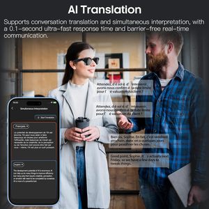 Lunettes intelligentes ASUNLIKE AI avec caméra HD 8MP, photos 4K, vidéo 1080P, anti-vibration, pavé tactile, gestes, traduction en temps réel, IP66 - Product Image 5