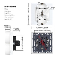 Interrupteurs et prises de courant UE prises murales 230 220v alimentation domestique électrique ue double prise en verre