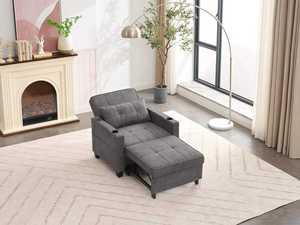 Sofá Cama Reclinable Convertible Moderno con 3 Puertos USB, Cuero PU, Patas de Madera Sólida, Resistente al Desgaste, para Sala de Estar y Dormitorio - Product Image 6