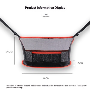 Organisateur de rangement auto noir pour voiture, filet de protection et support de sac à main entre les sièges avant - Product Image 4