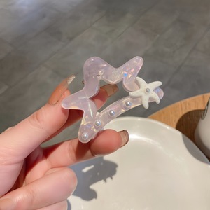 Pinzas para el Cabello de Acetato Blanco Marino con Diseño de Estrella de Mar y Concha de Perla, Textura Alta, Lindas y Novedosas 2026 - Product Image 5