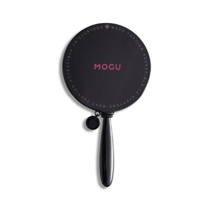 Miroir de maquillage rond en métal noir avec impression sérigraphique, petit format, avec pochette en PU, vente en gros - Product Image 1