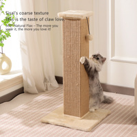 Griffoir pour chat en sisal, grand modèle, avec boule suspendue et base stable, pour intérieur