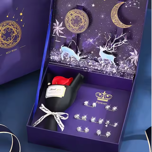 s925 weekly earrings+ i'll be with you blue gift box