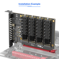 Kartu Ekspansi PCIe X16 ke 24 Port untuk 3.0, Bifurkasi PCIe Diperlukan, 6Gbps untuk Adapter HDD SSD RAID Array PCB, Tersedia