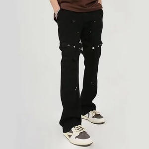 Pantalones Vaqueros de Mezclilla Personalizados de Fábrica para Hombre, Estilo Urbano, con Tachuelas, Pantalones Anchos, Pantalones Vaqueros de Campana Personalizados para Hombre - Product Image 6