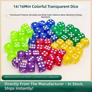 Dés en plastique acrylique transparent 16mm/14mm, coins arrondis, 6 faces D6, colorés, lot de 40 pièces pour jeux de société et jouets de fête - Product Image 2