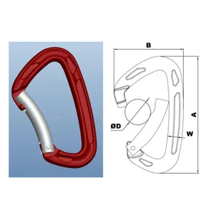 24kN Aluminum Straight Bent Gate Climbing Carabiners Safety Snap Hook for Quick Draw