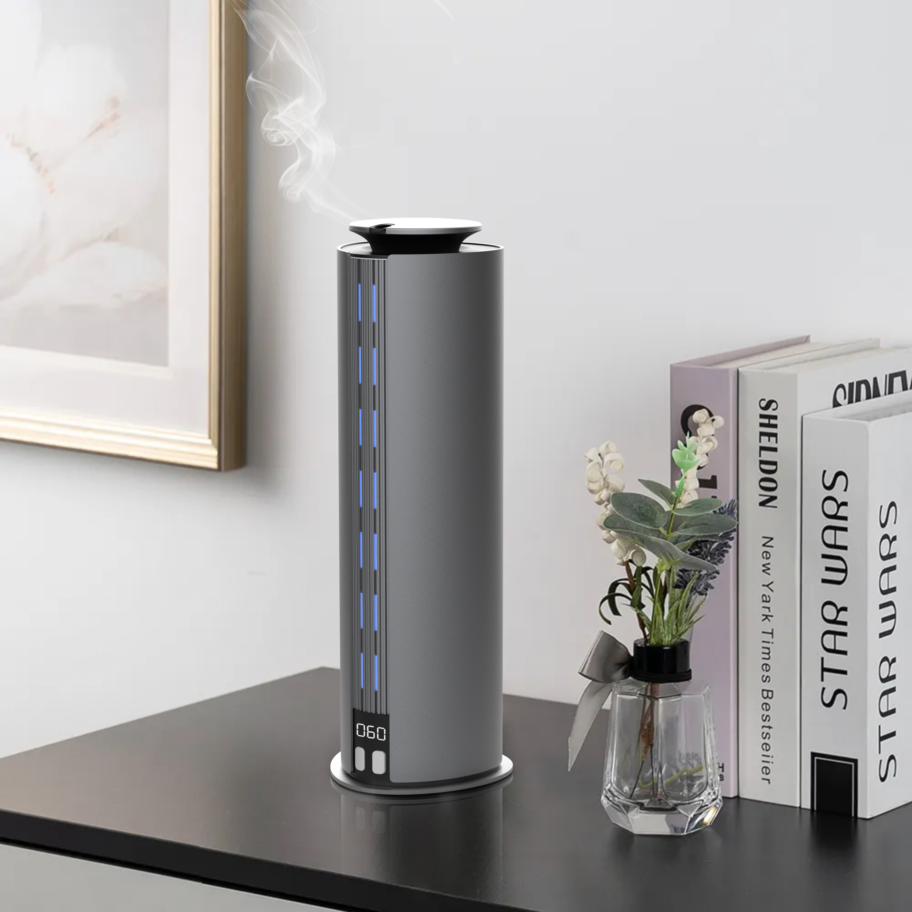 Smart Scent Diffuser with Bluetooth & WiFi – Rechargeable Tower Aroma Humidifier for Home