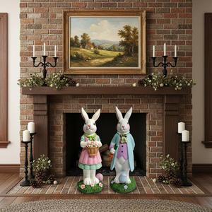 Ensemble <span class=keywords><strong>de</strong></span> figurines en résine <span class=keywords><strong>de</strong></span> lapin <span class=keywords><strong>de</strong></span> Pâques pastel - Décoration <span class=keywords><strong>de</strong></span> printemps résistante aux intempéries pour l'intérieur et l'extérieur - Product Image 6