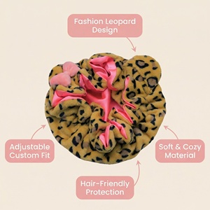 SOLPOP <span class=keywords><strong>Bonnet</strong></span> <span class=keywords><strong>de</strong></span> <span class=keywords><strong>nuit</strong></span> en polaire douce et moelleuse doublé <span class=keywords><strong>satin</strong></span> Teddy pour femmes aux cheveux bouclés naturels, avec oreilles <span class=keywords><strong>de</strong></span> chat, motif léopard <span class=keywords><strong>de</strong></span> luxe - Product Image 6