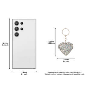 Mini Heart Bling Crystal Rhinestone <b>Compact</b> <b>Mirror</b> with Keychain Silver Metal Frame Dual Sided HD Glass Pocket <b>Mirror</b> - Product Image 5