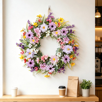 Guirlande de fleurs artificielles en plastique colorées pour Pâques, mariage, décoration de porte et de mur de la maison